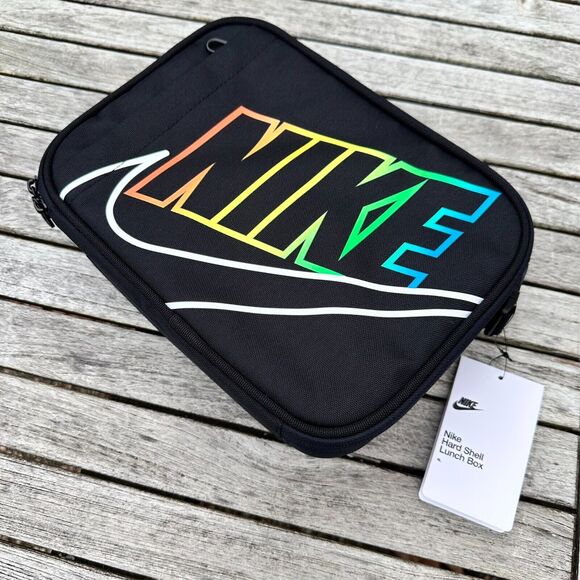 Nike Insulated Hard Shell Lunch Box 4L Black Rainbow 9A2744-H24 NEW Swoosh Gift - Picture 1 of 3